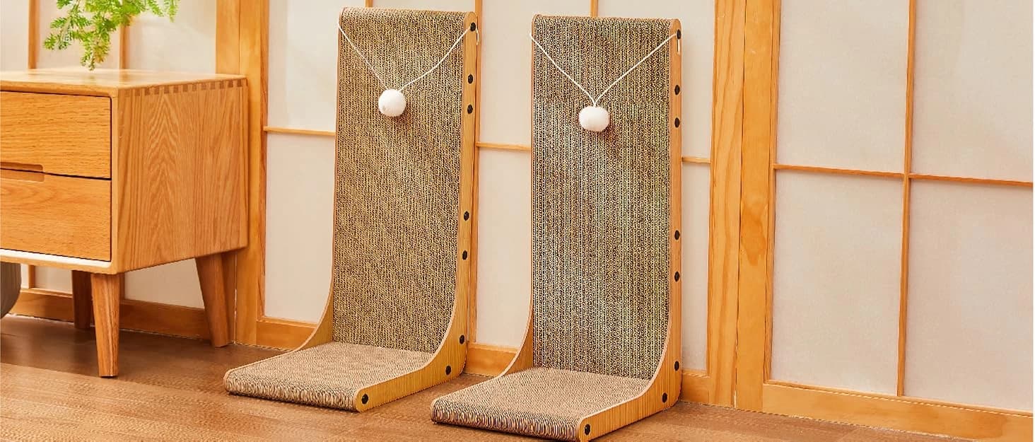 23.6 in L-Shaped Cardboard Cat Scratcher — 2-Pack for Indoor Cat — collection imagery