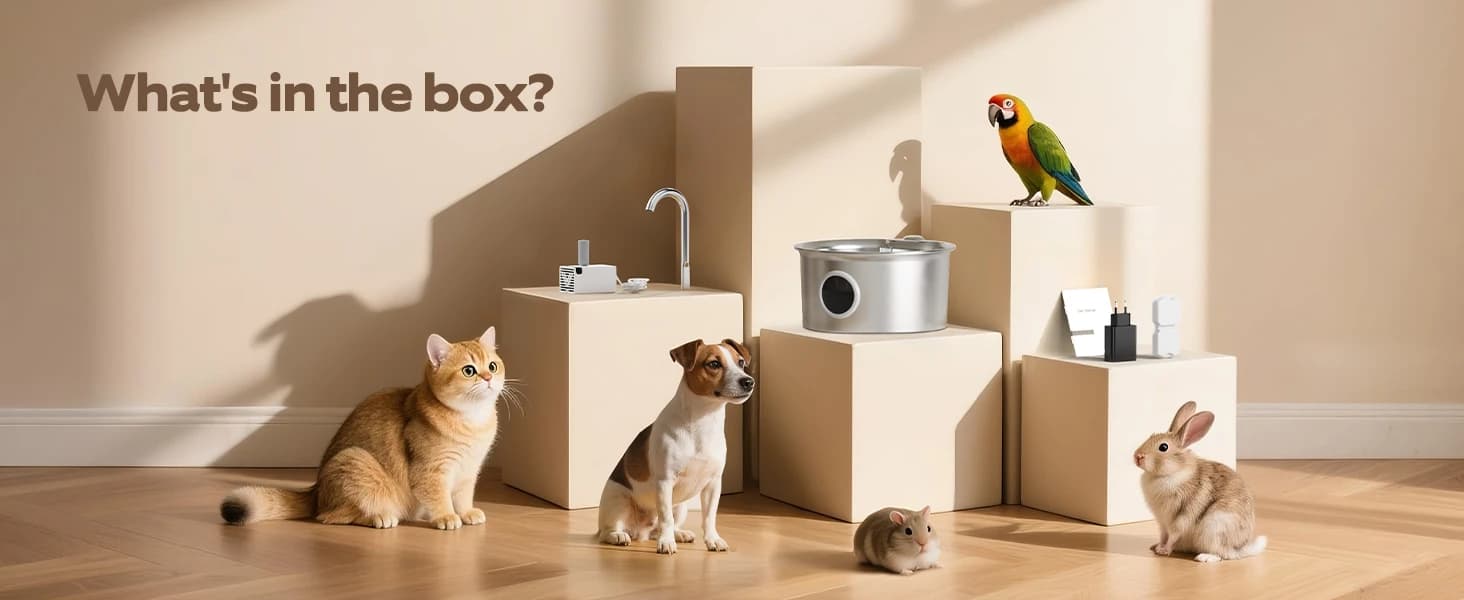 Cat Water Fountain Stainless Steel: Cat Fountain for Drinking - 88oz/2.6L — product details