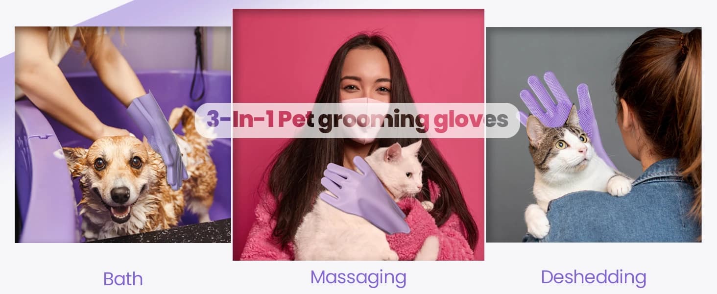 Silicone Pet Grooming Gloves Dog Washing Gloves for Bathing — 1 Pair — product details