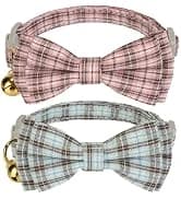 2 Pack Soft Corduroy Cat Collars with Bow Tie and Bell Adjustable Breakaway Kitten Bowtie Collar for Girl Boy Cats — collection imagery