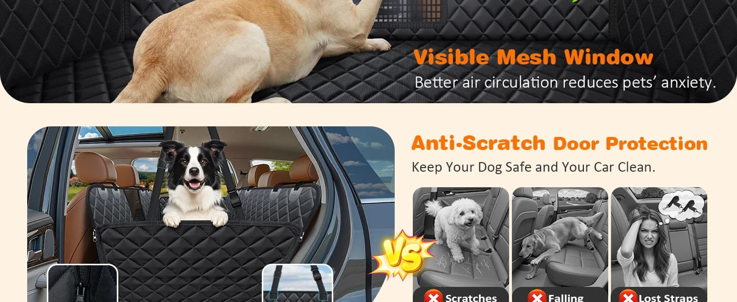 4 in 1 Dog Car Seat Cover for Back Seat — Waterproof Hammock — product details