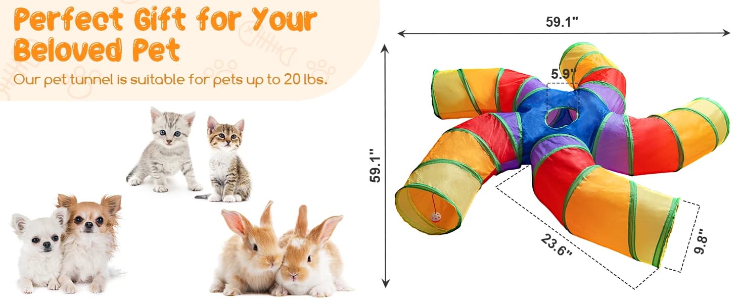 Cat Tunnel for Indoor Cats — Large Collapsible Cat Tube Toys — product details