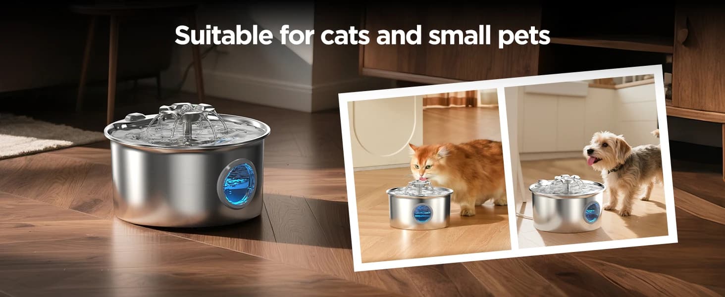 Stainless Steel Cat Water Fountain: 88oz/2.6L Pet Fountain for Drinking — product details