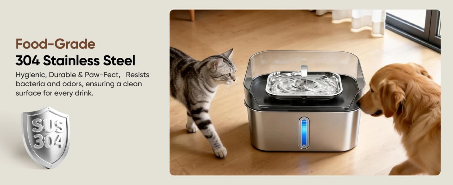 No Spill Dog Water Fountain Stainless Steel — Large 8L/2.1Gal Ultra Quiet — collection imagery
