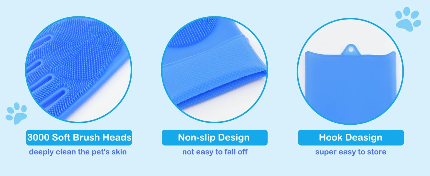 Silicone Pet Grooming Gloves Dog Washing Gloves for Bathing Massaging — product details