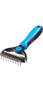 [ 2 in 1 design ] Undercoat Rake and Deshedding Tool for Dogs and Cats - Dematting Comb for Long Hair Pets — product details