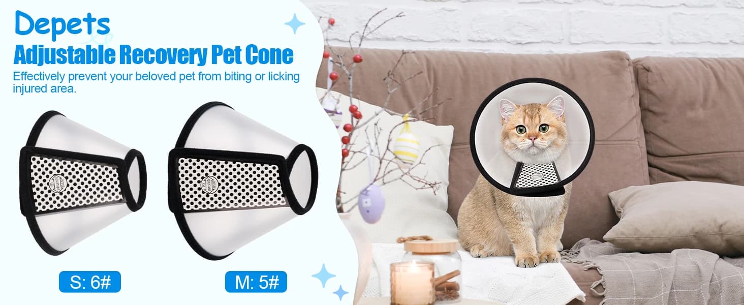 Adjustable Recovery Pet Cone E-Collar for Cats Kittens Rabbits — Plastic Elizabeth Protective Collar Wound — product details