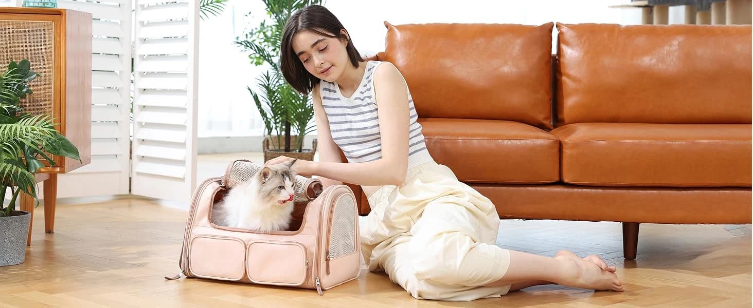 Cat Carrier — Airline Approved Dog Carrier with Rollable Cover — Soft Sided Cat Carrier