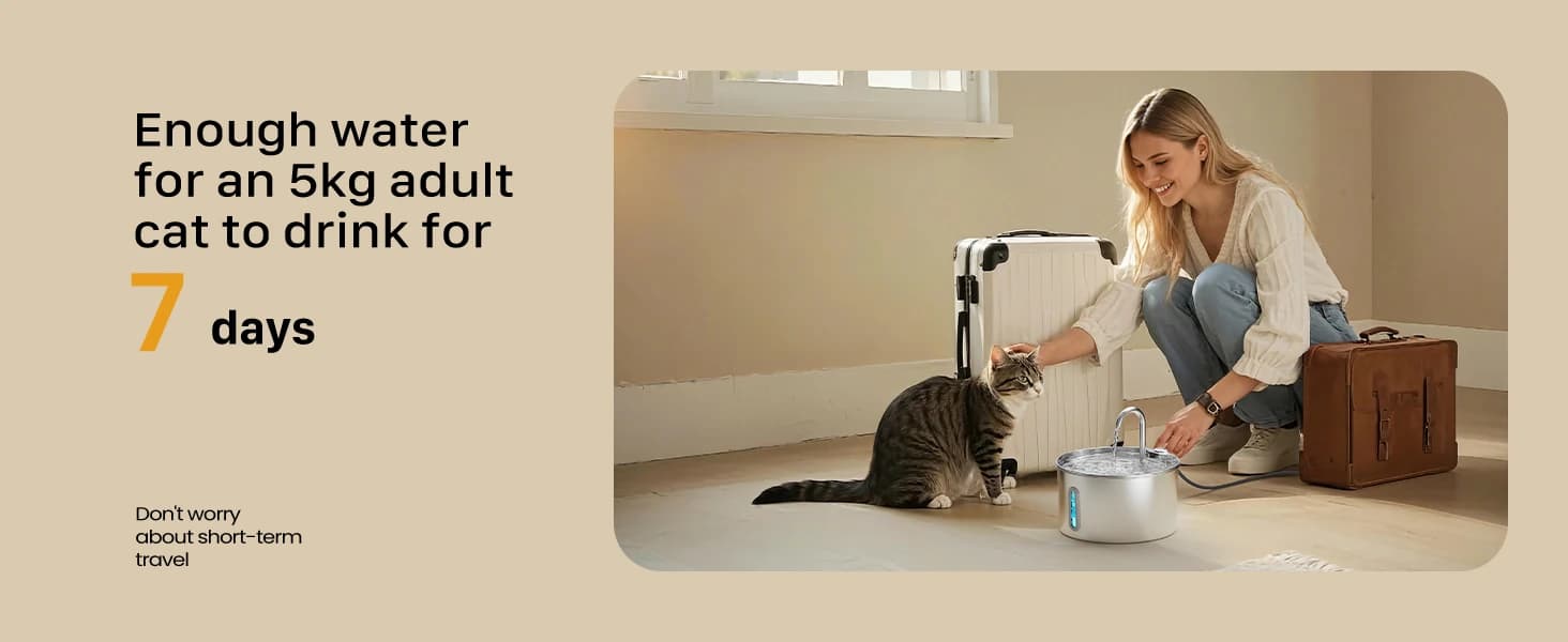 Cat Water Fountain Stainless Steel: 2.2 L Cat Fountain for Drinking - Automatic Pet Water Fountain for Cats — product details