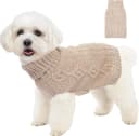 Dog Sweaters for Small Dogs Turtleneck Pullover Puppy Sweater Sleeveless Cable Knit Sweater for Chihuahua Soft — BEIGE / Small