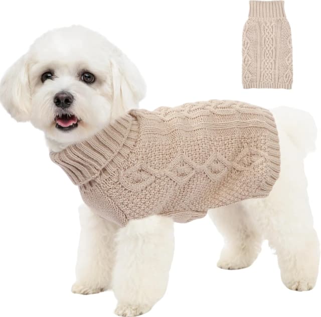 Dog Sweaters for Small Dogs Turtleneck Pullover Puppy Sweater Sleeveless Cable Knit Sweater for Chihuahua Soft