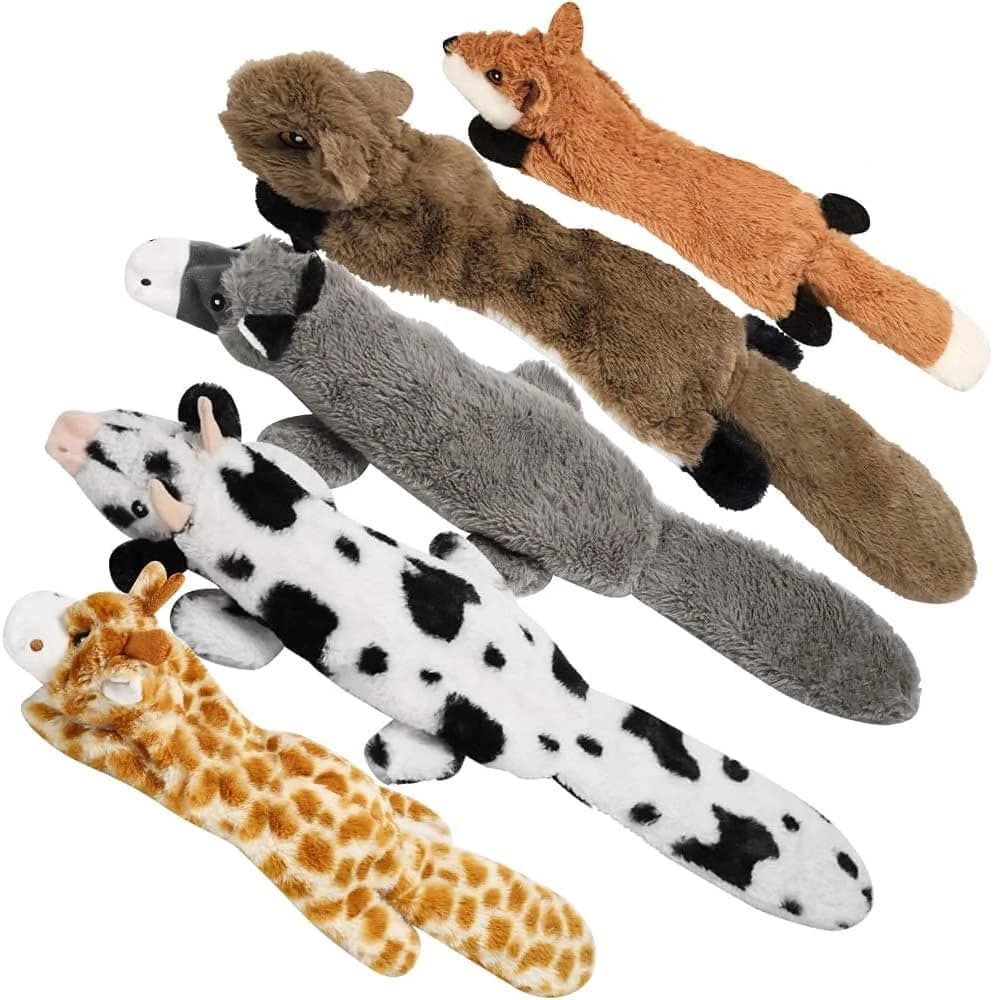 Dog Squeaky Toys — 5 PCS Crinkle Plush Dog Toys — 5pcs No Stuffing Dog Toys