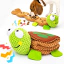 Dog Puzzle Enrichment Toy — Squeaky Crinkle Plush Turtle Puppy Toy — Turtle