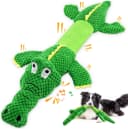 Dog Squeaky Toys Stretchable Crocodile for Interactive Tug of War — Green