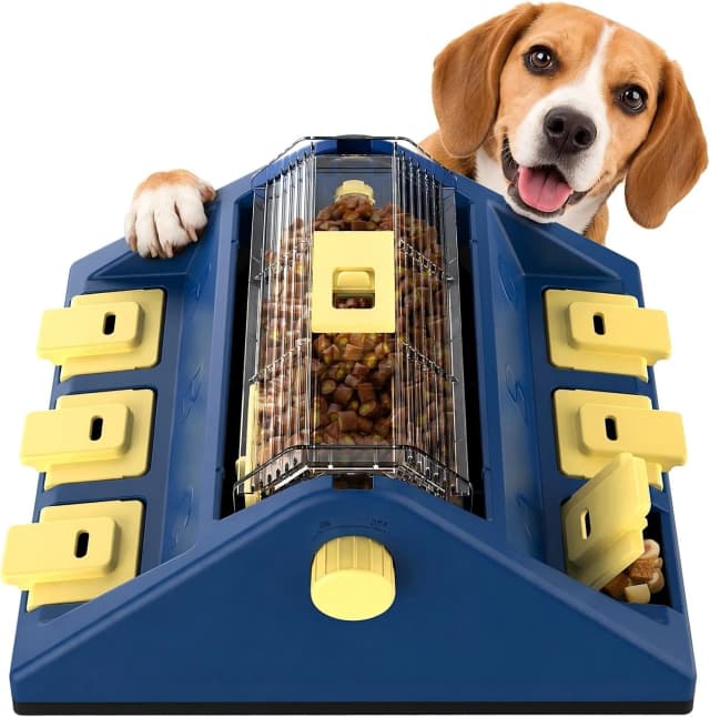 2-Level Dog Puzzle Toy Rotating Treat Dispenser for Small/Medium Dogs