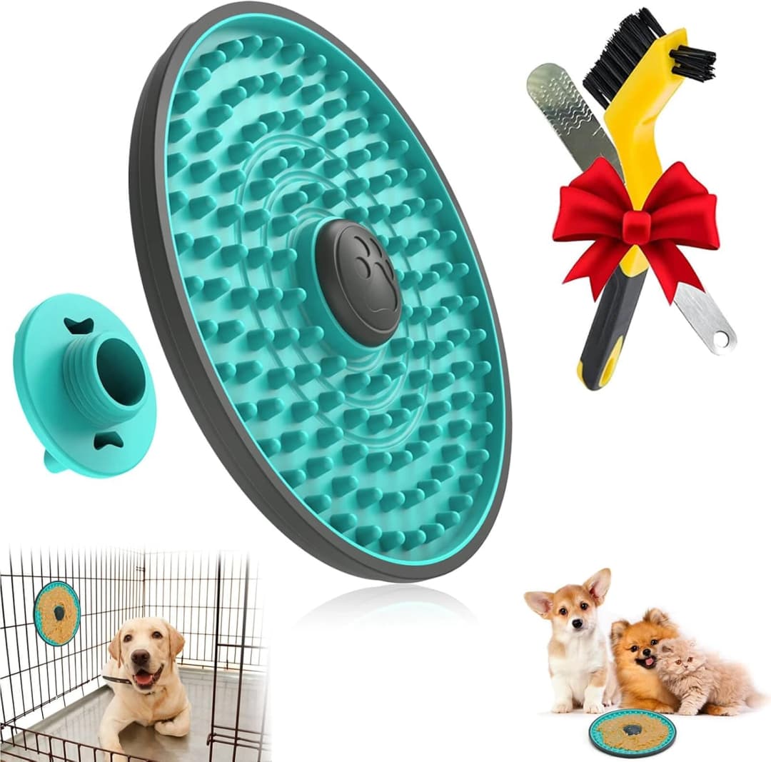 Lick Mat for Dogs Crate Lick Pad Slow Feeder for Crate Training — 1 pcs / Mint Green