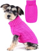 Sleeveless Turtleneck Knit Sweater for Small Dogs and Cats — Small / Rose