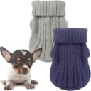 2 Pack Dog Sweaters for Small Dogs — Chihuahua Yorkie Sweater — XX-Small / Navy Blue-Grey