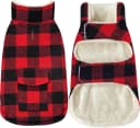 Classic Fleece Plaid Dog Coat Jacket with Pocket — Red / XX-Large