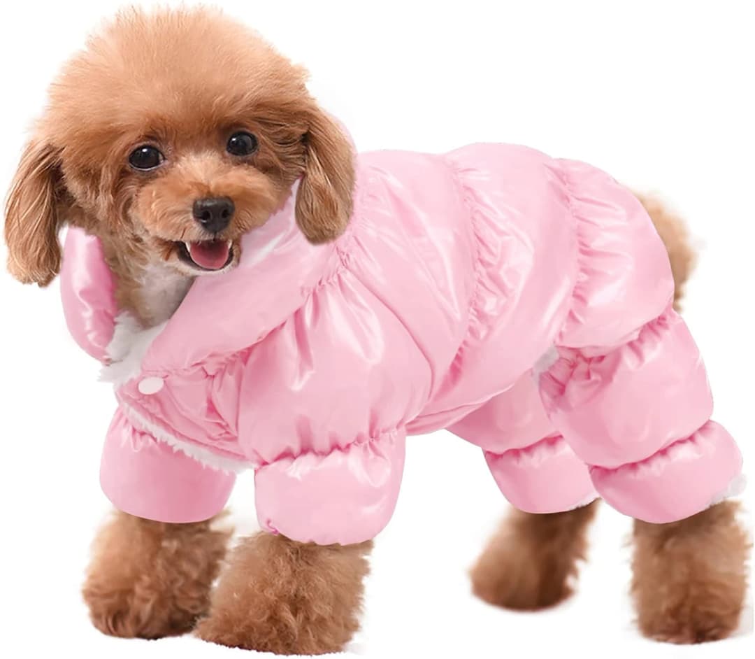 Waterproof Dog Coat Dog Jacket Fullbody Dogs Winter Coat Snowsuit — Pink / Small