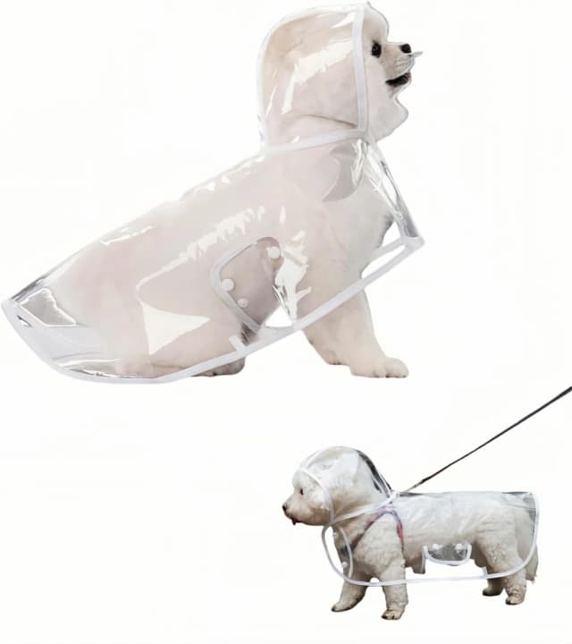 Clear Dog Rain Poncho for Small and Medium Dogs
