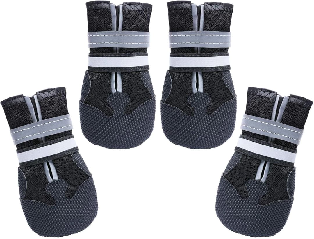 Breathable Dog Boots for Medium and Large Dogs — Black / L (Insole Width 2.6")for 44~66lb