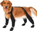Dog Boots with Suspenders for Large Dogs Waterproof Dog Boots Anti Lost — Black / L(Forelimb Cir 43.25–49.25")