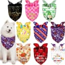 9 Pcs Holiday Dog Bandanas — Adjustable Washable Pet Scarves
