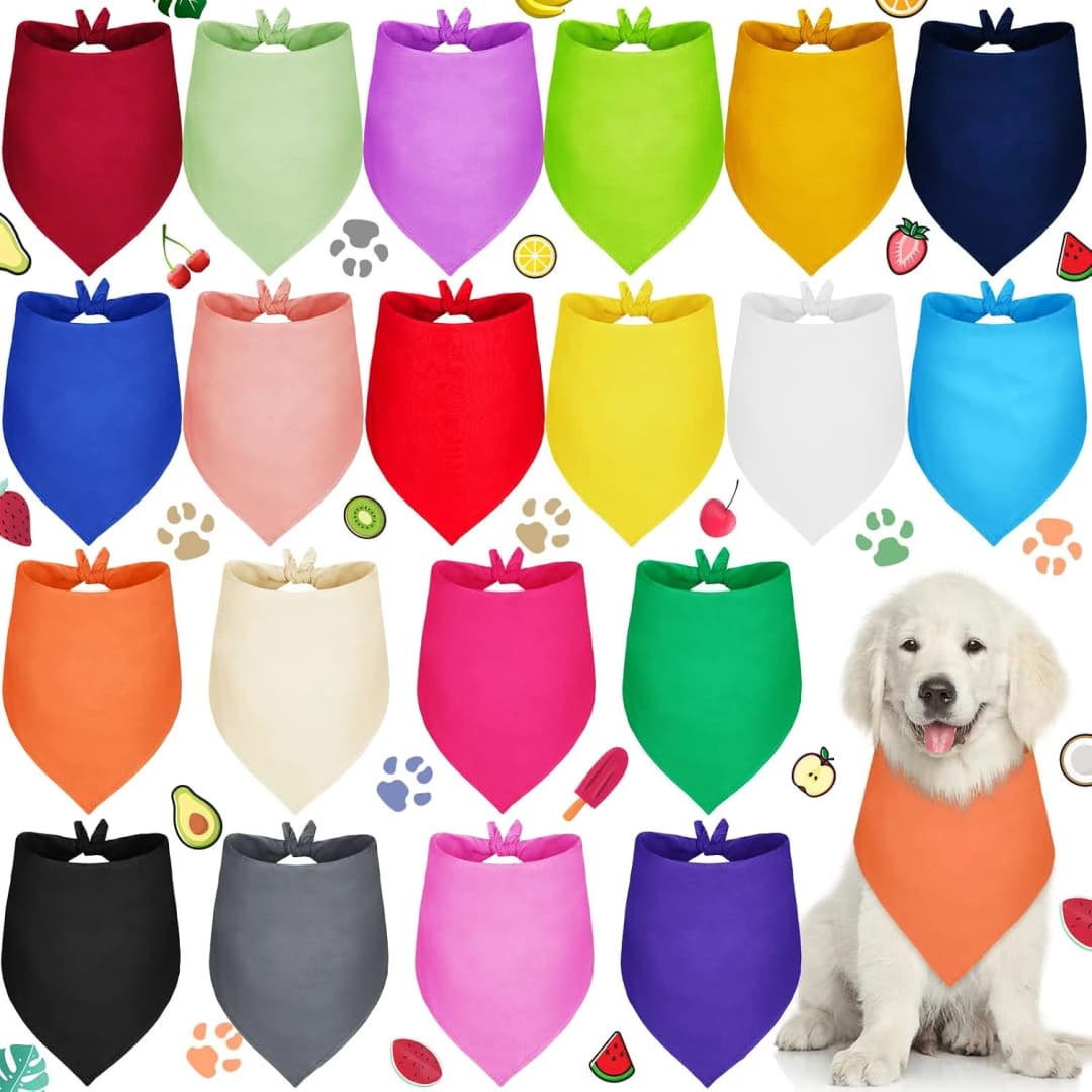 20 Pcs Plain Dog Bandana Bulk for Puppy Dog — 25 x 17 x 17 Inches
