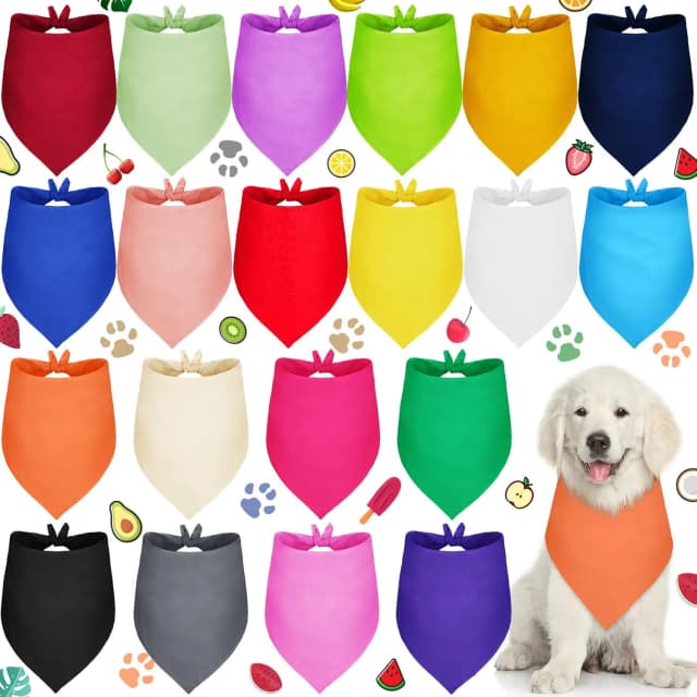 20 Pcs Plain Dog Bandana Bulk for Puppy Dog