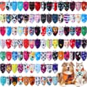 100 Pcs Paw Dog Bandanas Bulk Pet Paw Grooming Bandanas for Dogs — 100 / ['blue', 'red', 'pink', 'yellow', 'purple', 'green'] / Large