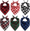 Dog Bandanas 6 Pack - Soft Cotton Bandanas for Dogs — Plaid / Large