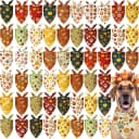 50 Pcs Fall Paw Print Dog Bandanas Bulk — Autumn Thanksgiving Party — Fall Paw Print / 31.5 x 21.7 x 21.7 Inch