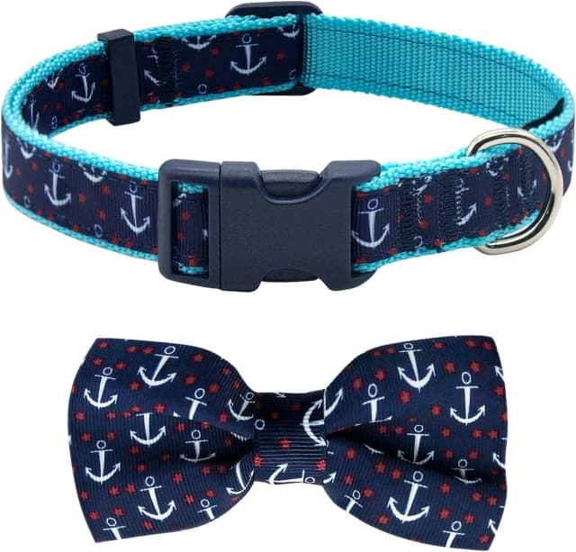 Anchor Dog Collar with Bow Tie