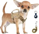 Tactical Dog Harness for Small Dogs with Handle — Military Service Dog Vest and Leash Set for Outdoor Training — Desert Khaki / XS (Neck:9.7"-14")(Chest: 11.8"-19")