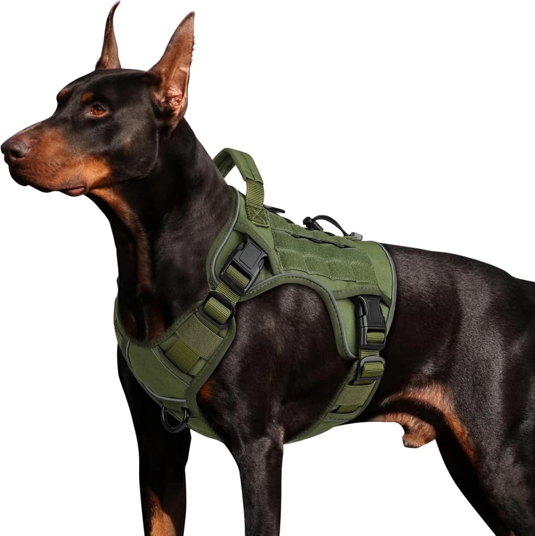 Tactical Dog Harness for Large Dogs — Green / Large: 45-80 lbs (Chest:27-37",Neck:19-25")