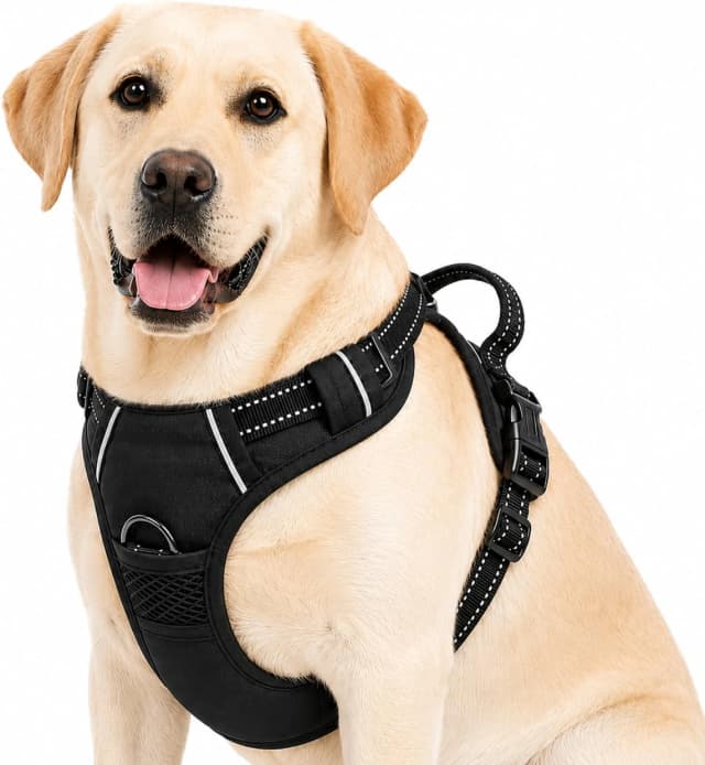 No Pull Dog Harness — Large Black Tactical Vest Harness