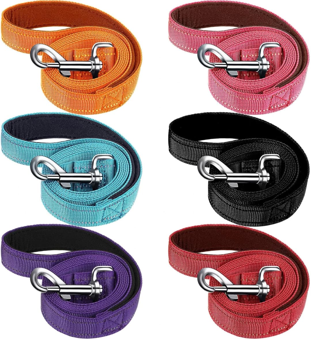 6 Pack Dog Leashes for Large Dogs — Reflective Nylon — Original option