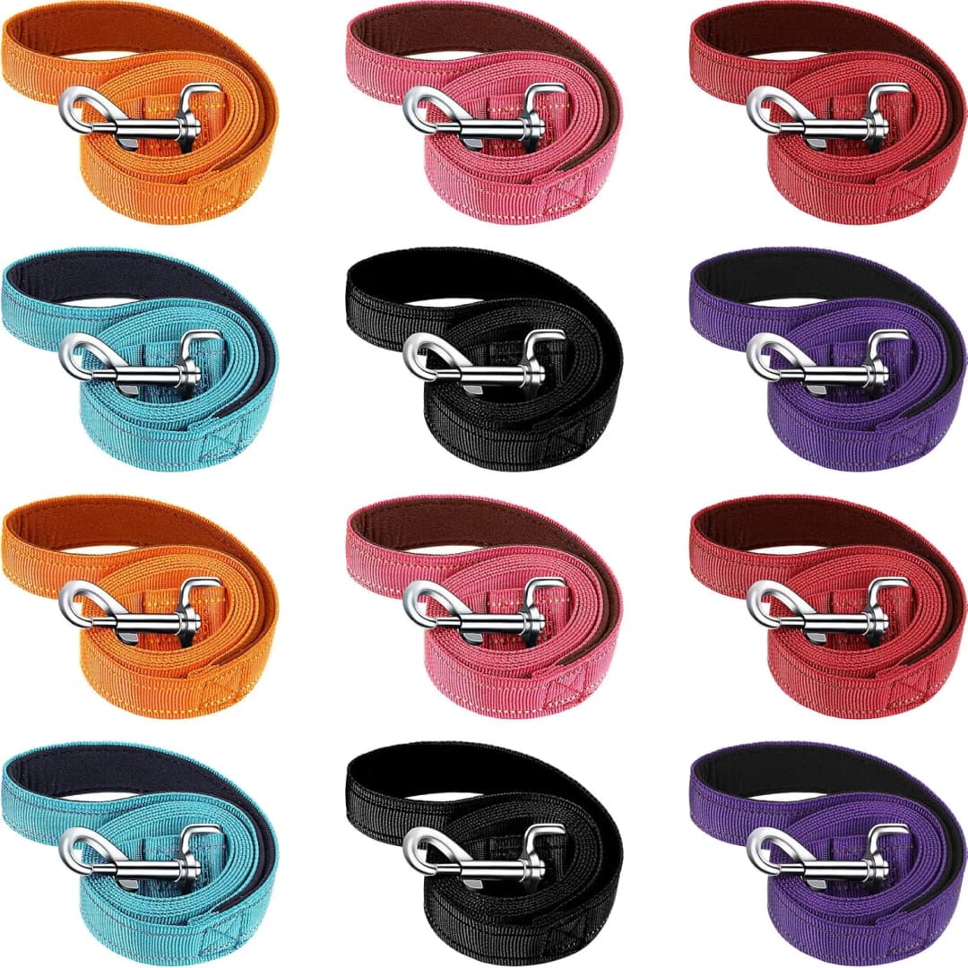 12 Pcs Double Sided Reflective Dog Leash — Cute Colors / 5 ft