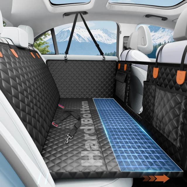 Dog Car Seat Cover for Back Seat — Hard Bottom Hammock Hold 400lbs For Cars