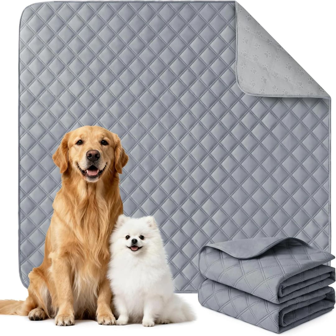 Reusable Washable Pee Pads for Dogs Large/Extra Large 36'' x 41'' 2 Pack — Absorbent Pet Puppy Dog Training — Gray / 2 Pack (36"x41")