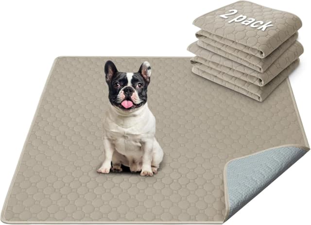 Premium Washable Pee Pads for Dogs 2 Pack Super Absorbent 100% Waterproof Reusable Non-Slip Quilted Puppy