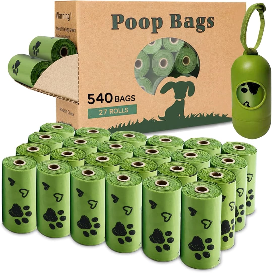 Dog Poop Bag Biodegradable 540 Count Dog Waste Bags with Dispenser Scented — Green -540