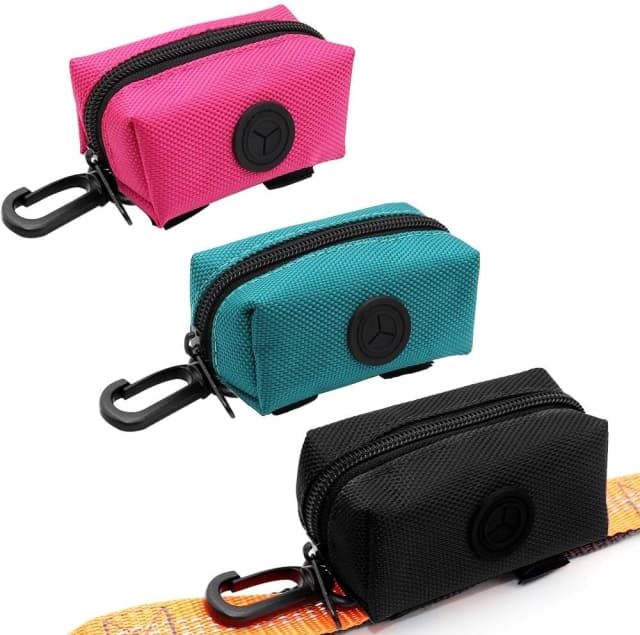 SLOSN 3 Pack Pet Waste Bag Dispenser with Zippered Portable Dog Poop Bag Holder