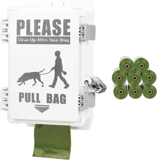 Dog Poop Bag Dispenser — Waterproof Outdoor Dog Bag Dispenser Holds Up to 8 Rolls of Waste bags