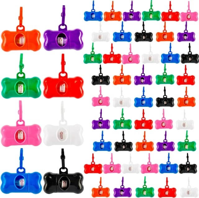 56 Pack Dog Poop Trash Bag Holder Dispenser Bone Shaped Puppy Poop Waste Bag Holder Plastic Leak Proof Pet