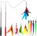 Cat Toys for Indoor Cats — Interactive Cat Toy 2PCS Retractable Wand Toy and 9PCS Cat Feather Toys Refills — Original option