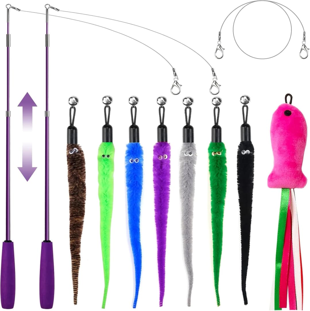 Cat Toys 11Pcs Cat Wand Worm Feather Refills for Indoor Cats — Original option