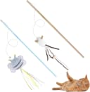 Cat Wand Toy Set — 2 PCS Interactive Cat Teaser Wands with Cute Bee & Mouse Designs — Bee and Mouse