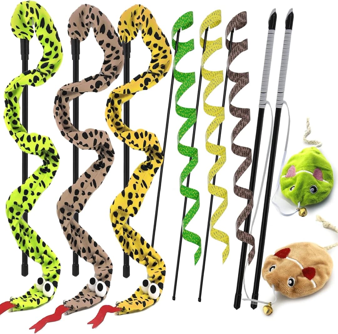 Interactive Cat Toy Wand with Catnip Mouse — 8 Pack Mouse
